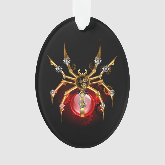 Steampunkspinne auf schwarz ornament (Vorderseite)