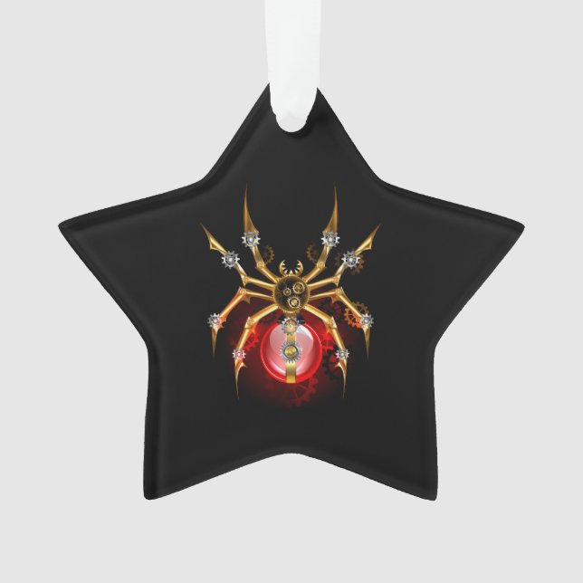 Steampunkspinne auf schwarz ornament (Vorderseite)