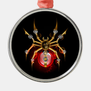 Steampunkspinne auf schwarz ornament aus metall