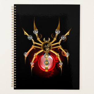 Steampunkspinne auf schwarz planer