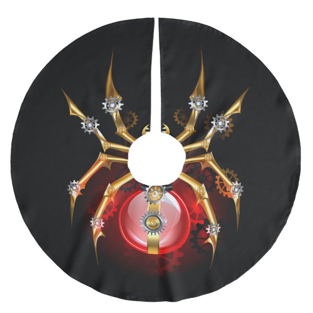 Steampunkspinne auf schwarz polyester weihnachtsbaumdecke (Vorderseite)