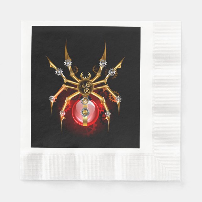 Steampunkspinne auf schwarz serviette (Vorderseite)