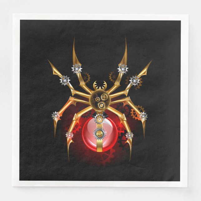 Steampunkspinne auf schwarz serviette (Vorderseite)