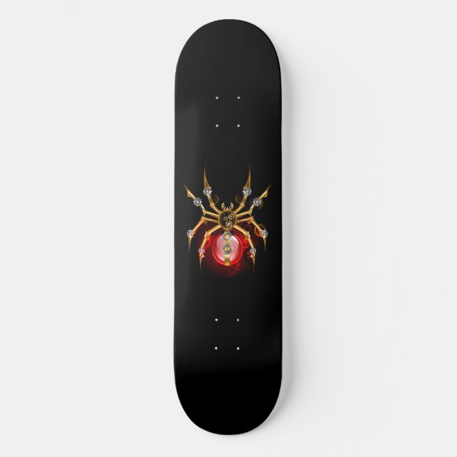 Steampunkspinne auf schwarz skateboard (Vorderseite)