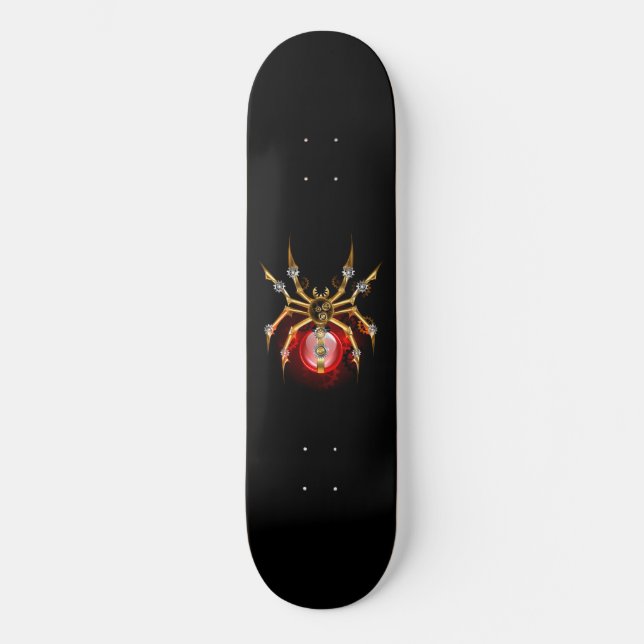 Steampunkspinne auf schwarz skateboard (Vorderseite)