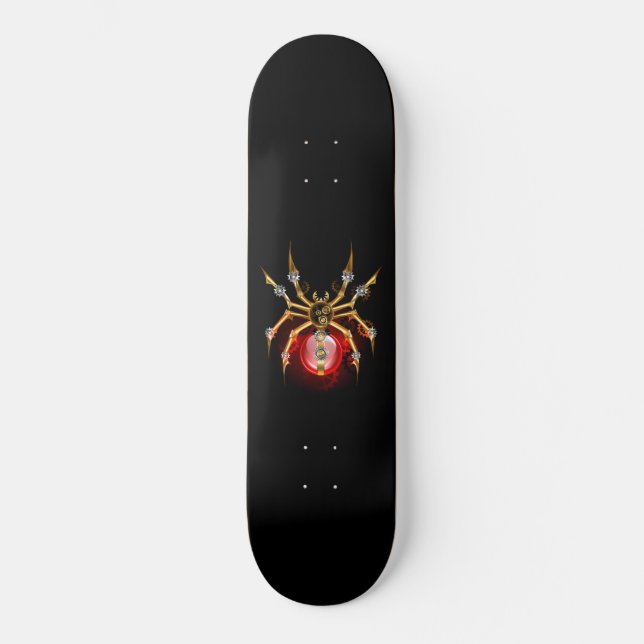 Steampunkspinne auf schwarz skateboard (Vorderseite)