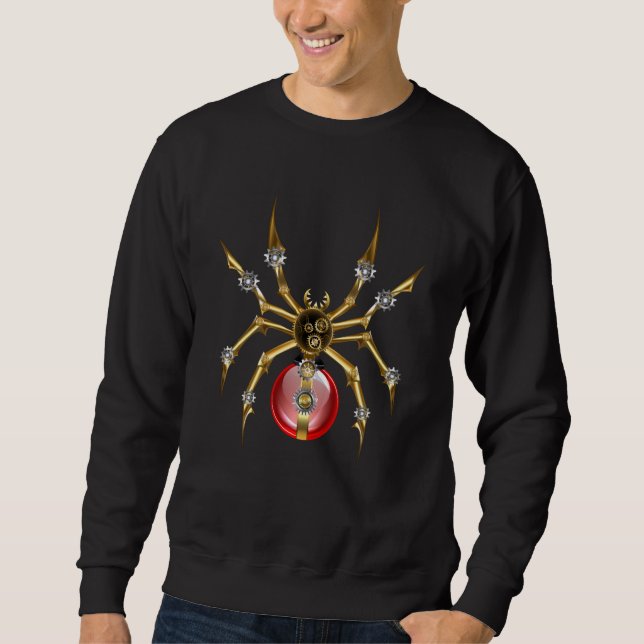 Steampunkspinne auf schwarz sweatshirt (Vorderseite)