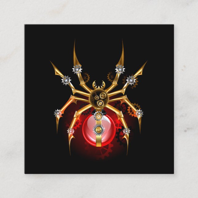 Steampunkspinne auf schwarz telefonnummerkarte (Vorderseite)