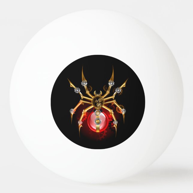 Steampunkspinne auf schwarz tischtennisball (Vorderseite)
