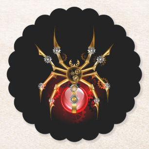 Steampunkspinne auf schwarz untersetzer