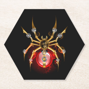 Steampunkspinne auf schwarz untersetzer