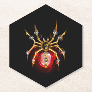 Steampunkspinne auf schwarz untersetzer