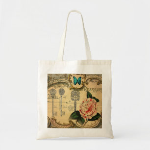 Steampunktasten Moderne Vintage Rosa Blume Kamelie Tragetasche
