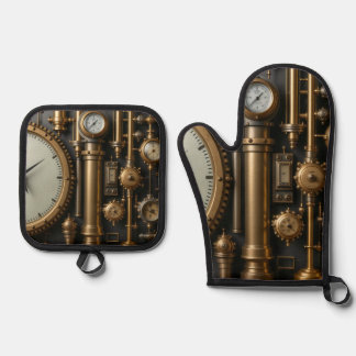 Steampunktpfeifen und -waagen ofenhandschuh & Topflappen-Set