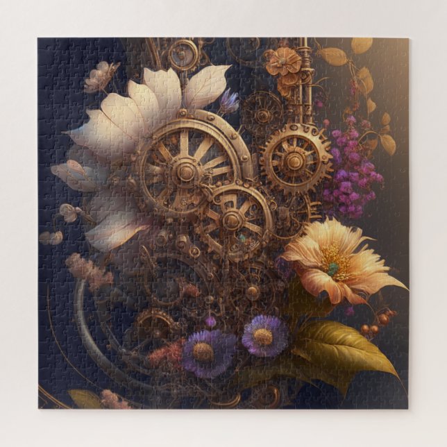 Steampunktür mit violetten Blumen (Vertikal)
