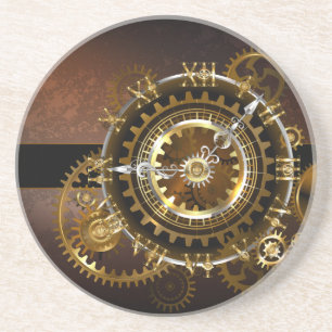 Steampunkuhr mit antiken Zahnrädern Getränkeuntersetzer