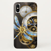 Steampunkuhr mit mechanischem Drachenfliegen