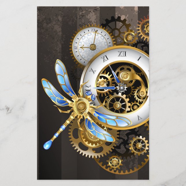 Steampunkuhr mit mechanischem Drachenfliegen Flyer (Vorne)
