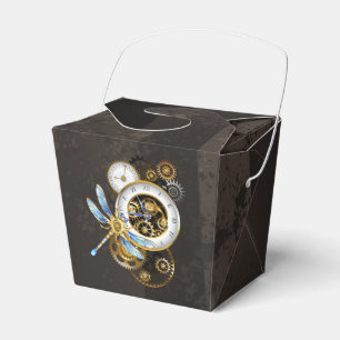 Steampunkuhr mit mechanischem Drachenfliegen Geschenkschachtel