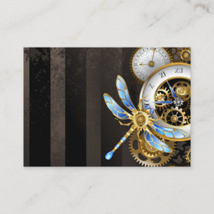 Steampunkuhr mit mechanischem Drachenfliegen Visitenkarte