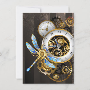 Steampunkuhr mit mechanischer Libelle