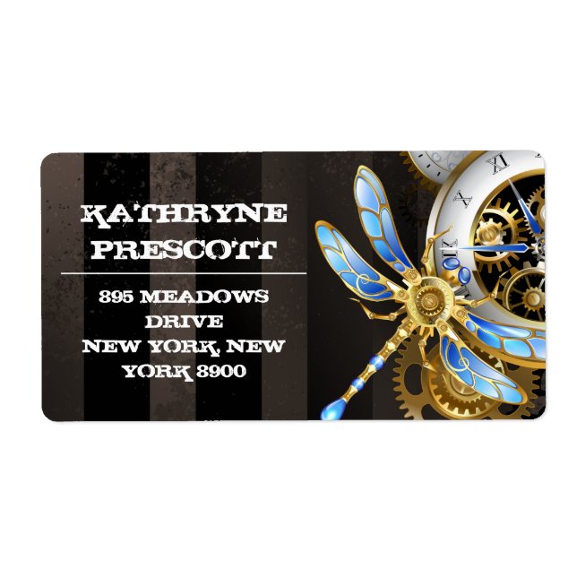 Steampunkuhr mit mechanischer Libelle (Vorne)