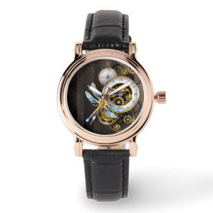 Steampunkuhr mit mechanischer Libelle Armbanduhr