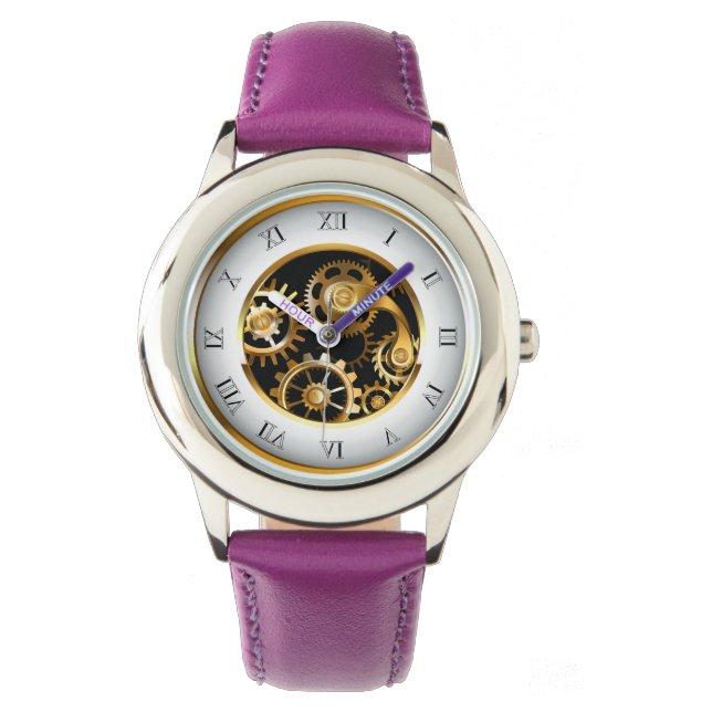 Steampunkuhr mit mechanischer Libelle Armbanduhr (Vorderseite)