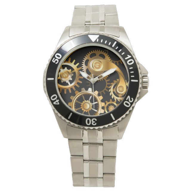Steampunkuhr mit mechanischer Libelle Armbanduhr (Vorderseite)
