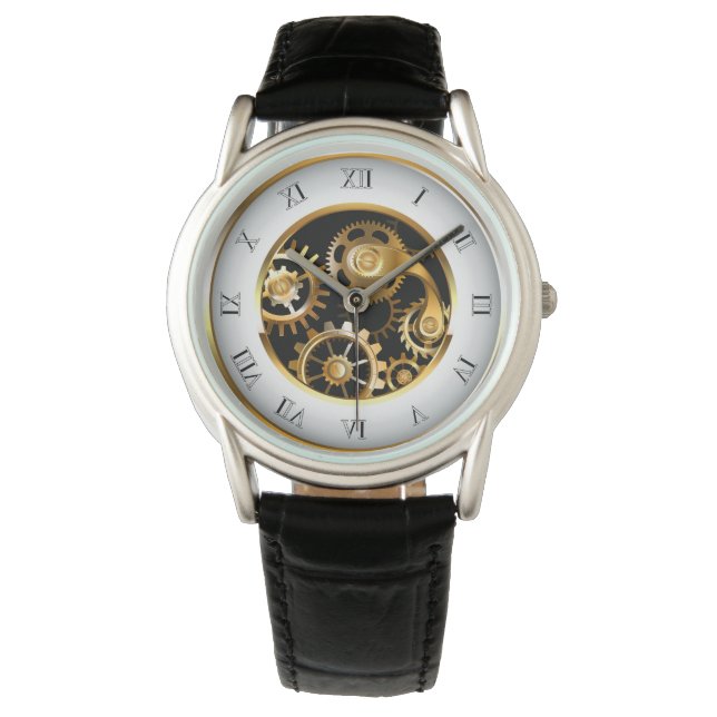 Steampunkuhr mit mechanischer Libelle Armbanduhr (Vorderseite)
