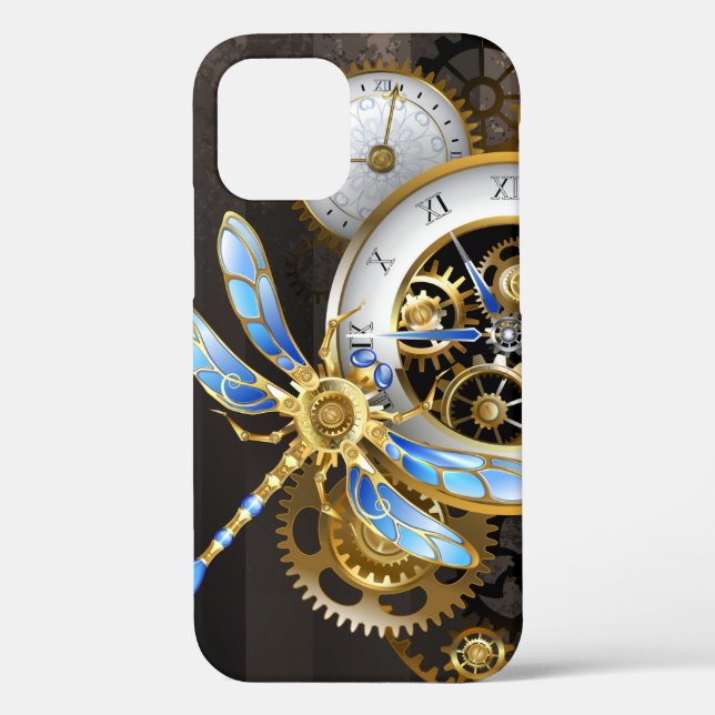 Steampunkuhr mit mechanischer Libelle Case-Mate iPhone Hülle (Rückseite)