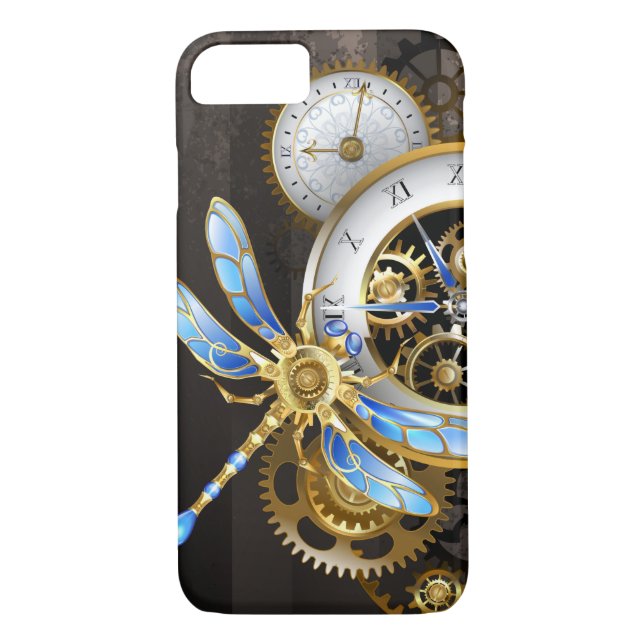 Steampunkuhr mit mechanischer Libelle Case-Mate iPhone Hülle (Rückseite)