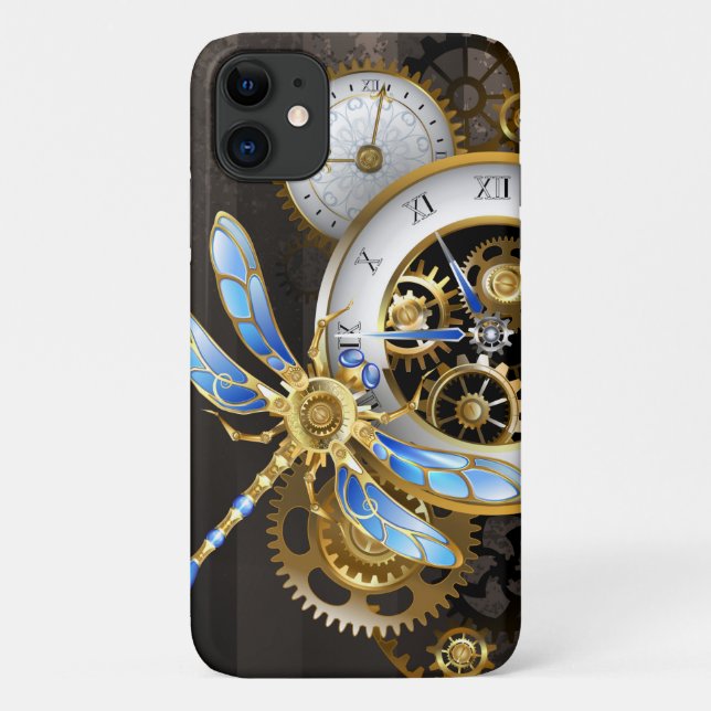 Steampunkuhr mit mechanischer Libelle Case-Mate iPhone Hülle (Rückseite)