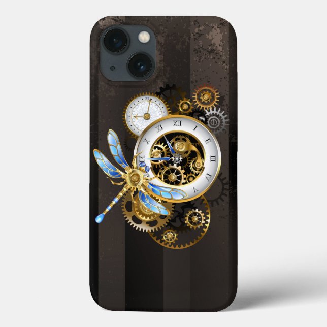 Steampunkuhr mit mechanischer Libelle Case-Mate iPhone Hülle (Rückseite)