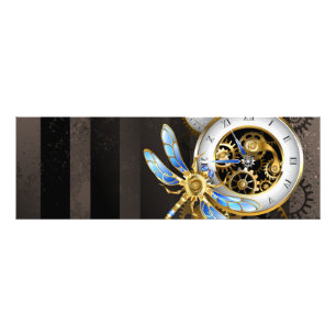 Steampunkuhr mit mechanischer Libelle Fotodruck