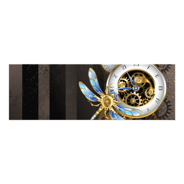 Steampunkuhr mit mechanischer Libelle Fotodruck (Vorne)