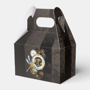 Steampunkuhr mit mechanischer Libelle Geschenkschachtel