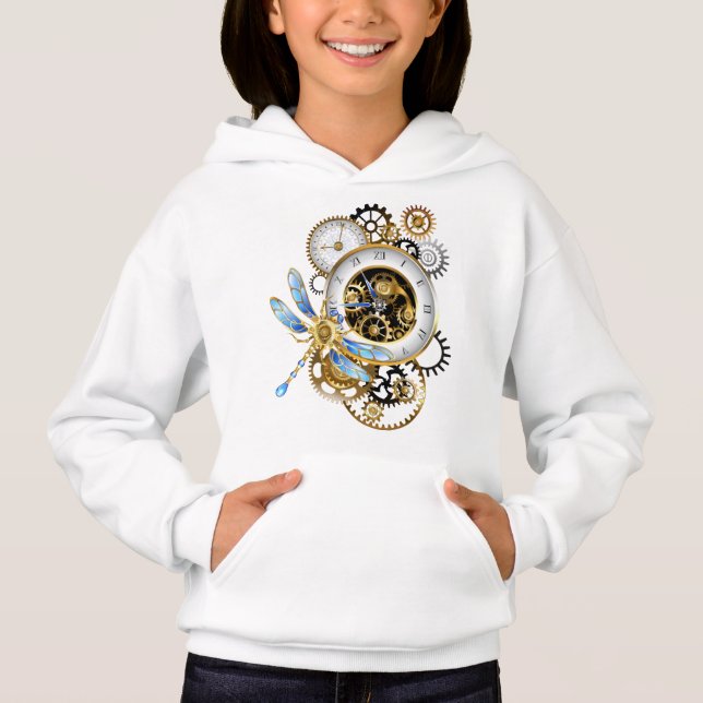 Steampunkuhr mit mechanischer Libelle Hoodie (Vorderseite)