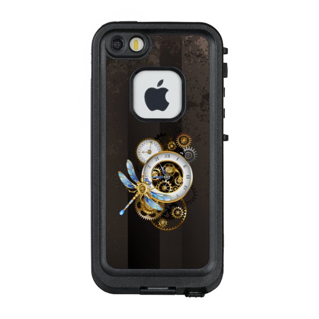 Steampunkuhr mit mechanischer Libelle LifeProof iPhone Hülle (Rückseite)