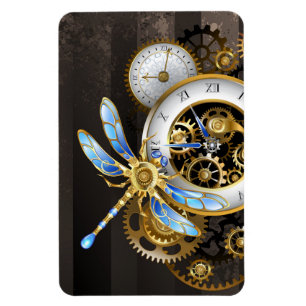 Steampunkuhr mit mechanischer Libelle Magnet