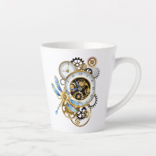 Steampunkuhr mit mechanischer Libelle Milchtasse