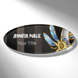 Steampunkuhr mit mechanischer Libelle Namenschild