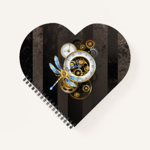 Steampunkuhr mit mechanischer Libelle Notizbuch