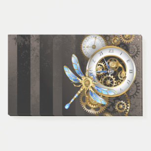 Steampunkuhr mit mechanischer Libelle Post-it Klebezettel