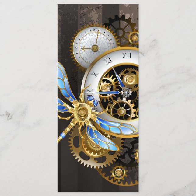 Steampunkuhr mit mechanischer Libelle Programm (Vorderseite)