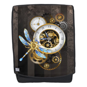 Steampunkuhr mit mechanischer Libelle Rucksack