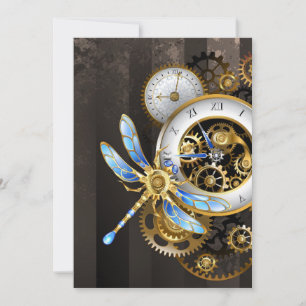 Steampunkuhr mit mechanischer Libelle Save The Date