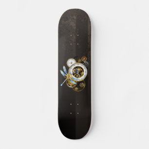 Steampunkuhr mit mechanischer Libelle Skateboard