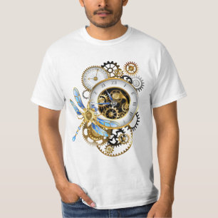 Steampunkuhr mit mechanischer Libelle T-Shirt