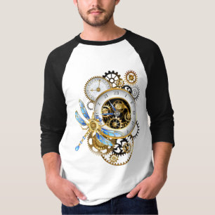 Steampunkuhr mit mechanischer Libelle T-Shirt